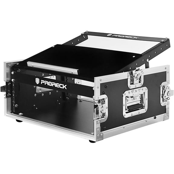 PRORECK 4U Rack/Road Case With Slant Mixer Top, 20'' Rackable Depth, Plywood, 4U Installation Size, Pro Stage Performance