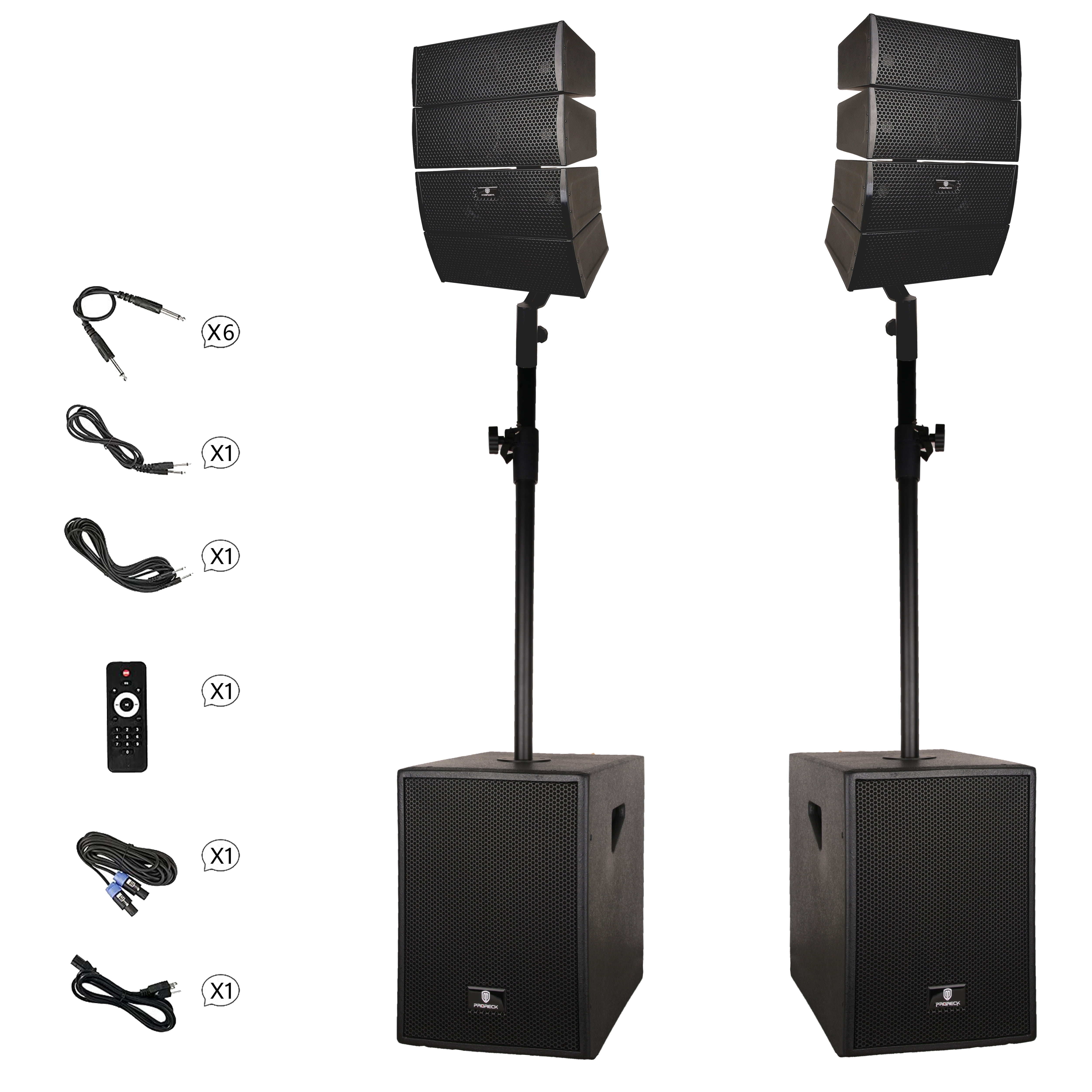 4000W P.M.P.O PRORECK CLUB 3000 12-inch 2.2 Channel DJ Powered Line Array Speaker with Wireless for Large Parties