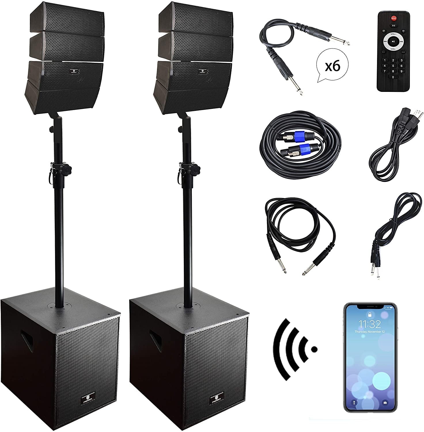 PRORECK Club 3000 12-inch 4000w DJ Powered PA Speaker System Combo Set with Bluetooth