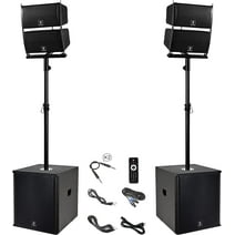 PRORECK Club 6000 15-inch 6000W P.M.P.O Stereo PA Speaker System Combo Set Black with Subs