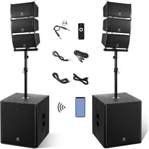 PRORECK Club 8000 18-inch 8000W Stereo DJ/Powered PA Speaker System Combo Set Black with Subs