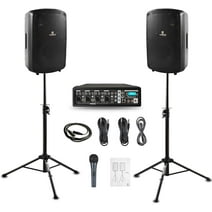 PRORECK MX10 1600W 6-Channel Powered Bluetooth Mixer with 10inch Passive Speakers PA System
