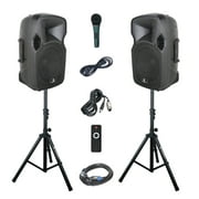 PRORECK Party 12 12-inch 1000 Watts Powered PA Speaker System Combo Set with Bluetooth/USB/SD Card/FM Radio
