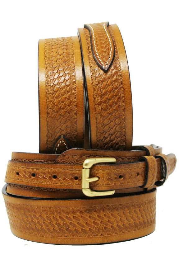 PRORIDER Men's Western RANGER BELT Tooled Leather Basket Weave 26Ranger