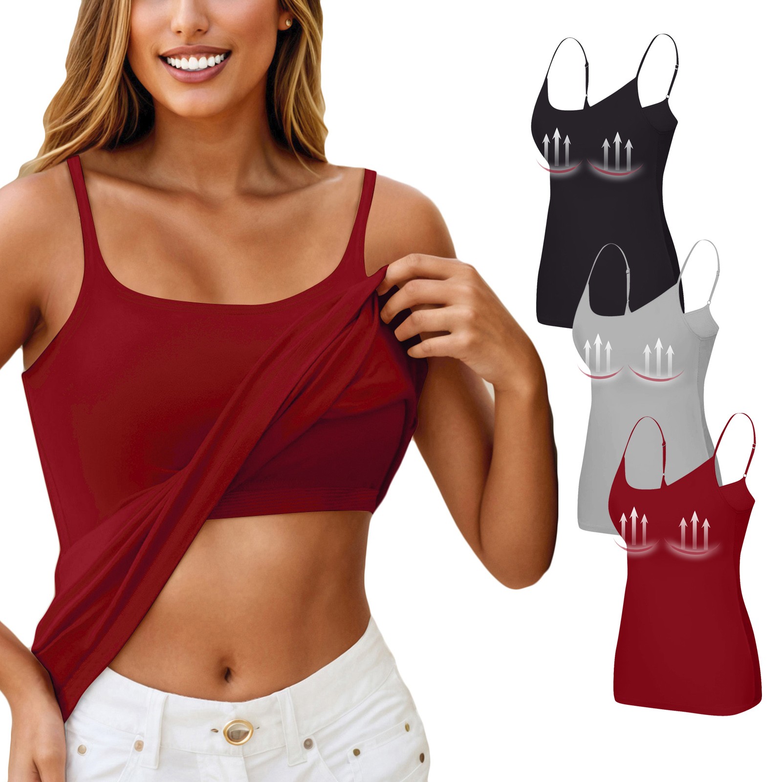 PRORMOOW Breathable Sports Bra, Back Smoothing Bra, Shelf Bra Camisole ...