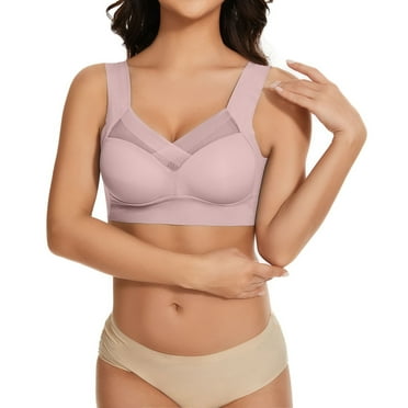 PRORMOOW Seamless Bras, Sports Bras for Women, Large Size Ice Silk Trackless Sports Bra, Gathered To Prevent Sagging, Pulling And Supporting Breasts, Sexy Wiping Bra, Pink, 3XL