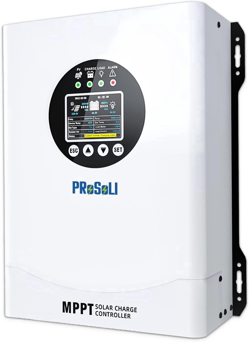 Prosoli 120A MPPT Solar Charge Controller,12V-96V Auto,230V Max PV Input,Intelligent Regulator for FLD LiFePO4 SLD GEL AGM Batteries,off Grid RV Boat Home System