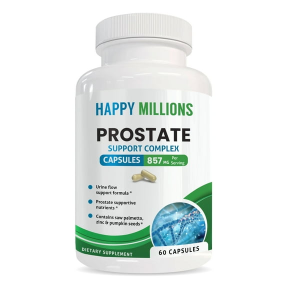 Happy Millions Prostate Support saw palmetto for men nettle pygeum sterol prostate health urination flow Dietary Supplements 857mg, 60 Capsules (Non-GMO), Gluten-Free