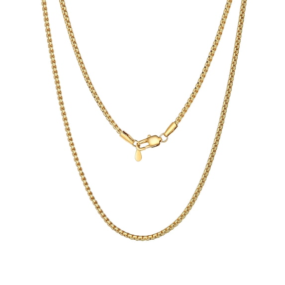 PROSTEEL 14K Gold Plated Chain for Men Women Stainless Steel Round Link Chain Necklaces 2mm Non-tarnish Hypoallergenic Birthday Valentines Day Jewelry Gift 24 Inch