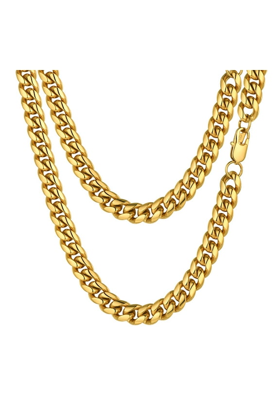 14K Gold Plated Cuban Chain for Men Curb Necklace 10mm Thick Hip Hop Mens Gift for Birthday 26 Inch