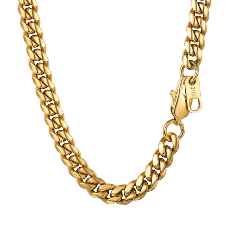 Stylish Stainless Steel Cuban Link Chain Mens Gold Chain Necklace