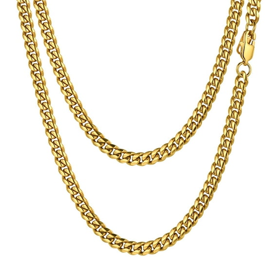PROSTEEL Cuban Chain for Men 14K Gold Plated 6mm Miami Cuban Necklace 24 Inch Hip Hop Mens Gift for Birthday