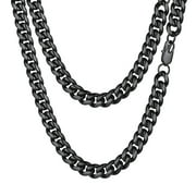 PROSTEEL Cuban Chain for Men 10mm Chunky Stainless Steel Miami Black Necklace 18 Inch Hip Hop Mens Gift for Birthday