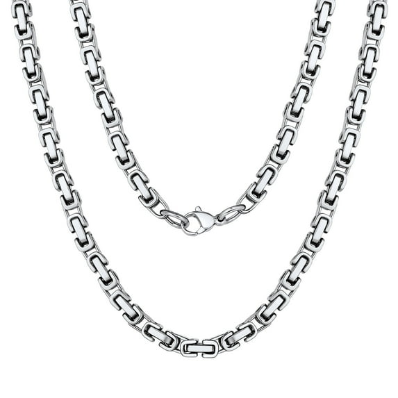 PROSTEEL 4MM Stainless Steel Necklace Silver Byzantine Link Chain for Men Women 22 Inch Jewelry Gift for Boyfriend Husband Birthday Christmas
