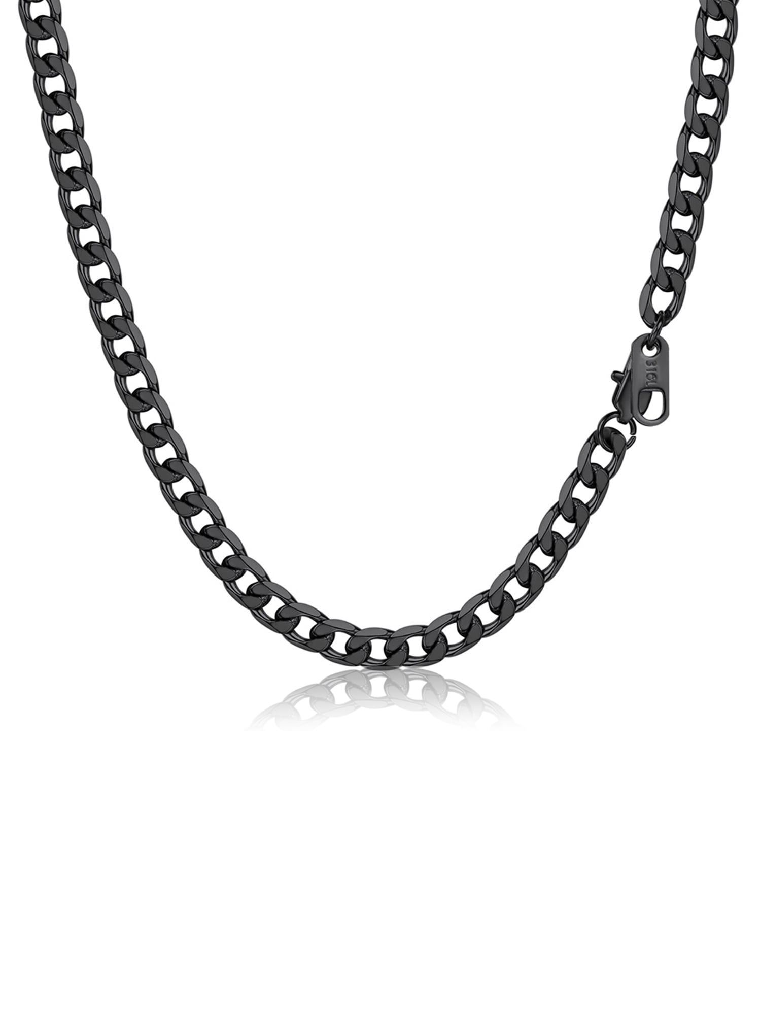 PROSTEEL Chain Necklace for Men 4mm Stainless Steel Black Cuban 24 Inch Birthday Father Day Jewelry Gifts for Husband Dad Adults