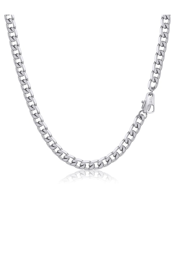 Chain Necklace for Men 4mm Stainless Steel Cuban 18 Inch Birthday Father Day Jewelry Gifts for Husband Dad Adults
