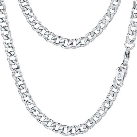 PROSTEEL 5mm Cuban Chain Men Necklaces, 24 inch Stainless Steel Curb Link Necklace Hip Hop Punk Jewelry for Mens Son