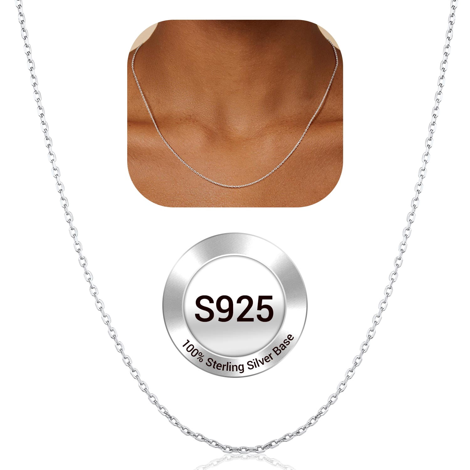 PROSTEEL Pure 925 Sterling Silver necklace Chain for Women 1.1mm Cable Chain Necklace Thin 18 Inch Birthday Mother Day Jewelry Collection Gift for Mom Wife Girlfriend Adult