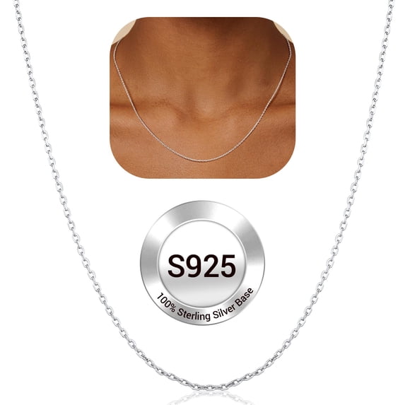PROSTEEL Pure 925 Sterling Silver necklace Chain for Women 1.1mm Cable Chain Necklace Thin 18 Inch Birthday Mother Day Jewelry Collection Gift for Mom Wife Girlfriend Adult