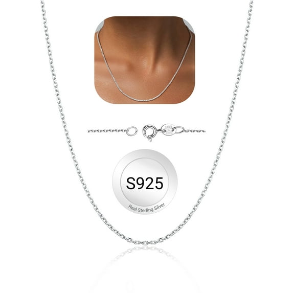 PROSTEEL Pure 925 Sterling Silver necklace Chain for Women 1.5mm Cable Chain Necklace Thin 24 Inch Birthday Valentines Day Jewelry Collection Gift for Mom Wife Girlfriend Adult Age