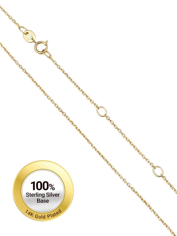 Hypoallergenic Silver Necklace for Women 1.1mm Pure 925 Sterling Silver Gold Plated Chain for Sensitive Skin Birthday Jewelry Gift for Daughter Mother Wife