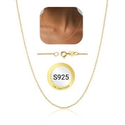PROSTEEL 925 Sterling Silver Chain Necklace Gold Plated Chain for Women 1.1mm Cable Chain Necklace Thin Sturdy 22 Inch Fine Jewelry Collection Gift for Mom Wife Girlfriend
