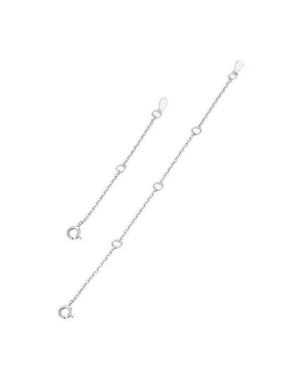 925 Sterling Silver Extender for Necklaces 2 Pcs Silver Extension Chain for Necklace Bracelet Anklet with Spring-ring Circle Clasp(2 /4 inch)