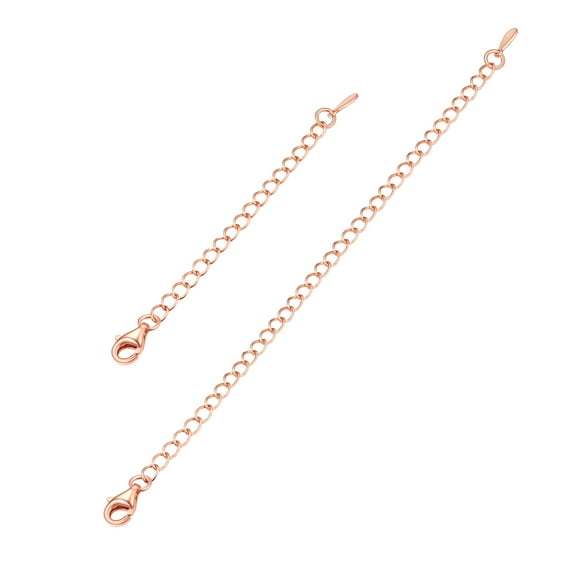 PROSTEEL 925 Sterling Silver Necklace Extenders 2 Pcs Durable Extender Chain Extension for Necklace Bracelet Anklet Lobster Clasp(2 /4 inch), Rose Gold Plated