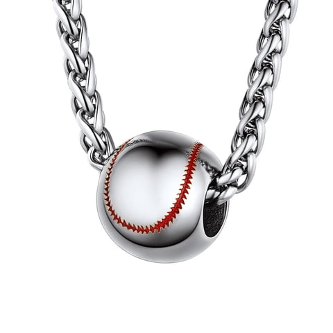 Baseball Necklaces Silver Softball Pendants Stainless Steel Sports Jewelry Birthday Gift for Son Fathers