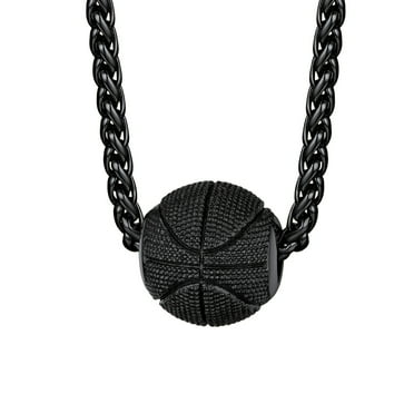 PROSTEEL Black Basketball Pendant Necklaces for Mens Father Stainless Steel 3D Sports Jewelry Chains Birthday Gift for Son