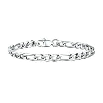 PROSTEEL Bracelet for Men Stainless Steel Figaro Chain Wrist Link Bracelets 6MM 7.5 inch Boyfriend Silver Birthday Valentines Day Jewelry Gift for Him Dad Son Adult Age