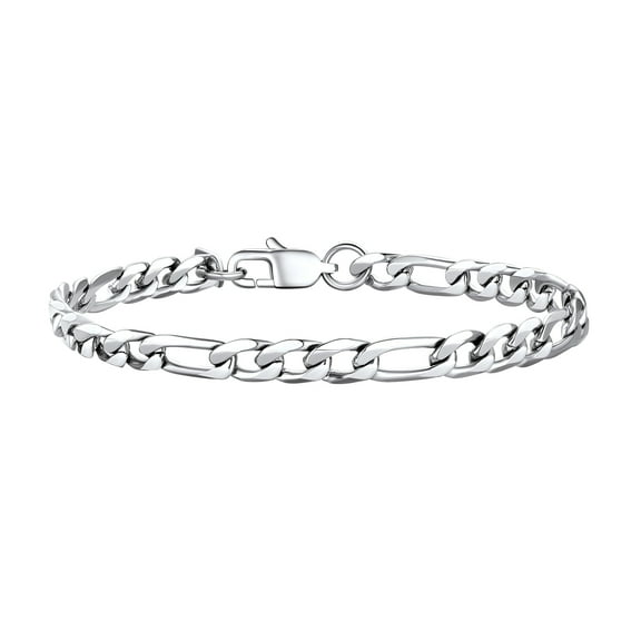 PROSTEEL Bracelet for Men Stainless Steel Figaro Chain Wrist Link Bracelets 6MM 7.5 inch Boyfriend Silver Jewelry Gift for Him
