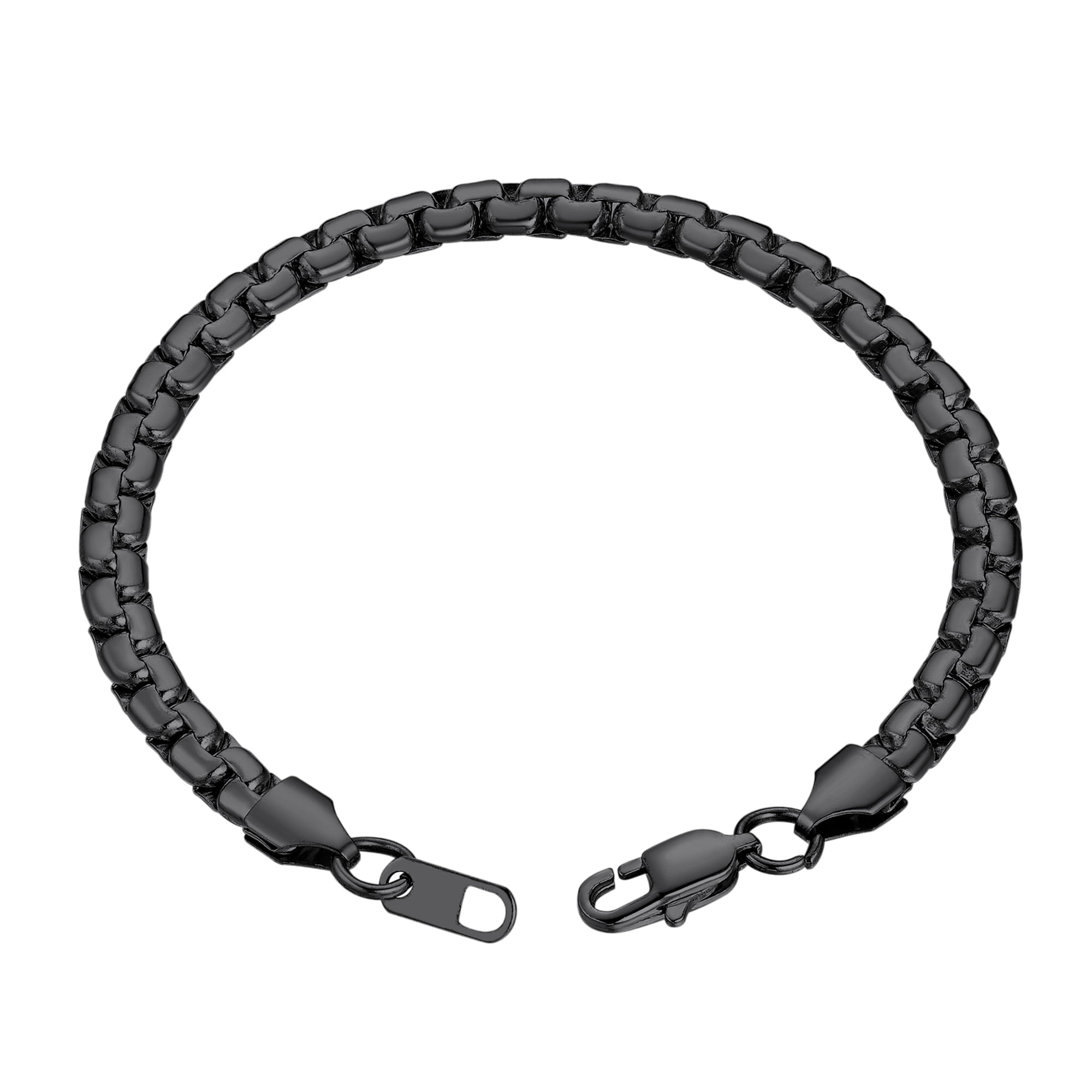 PROSTEEL Bracelet for Men Women Stainless Steel Black Flat Box Chain ...