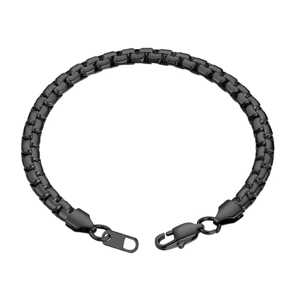 PROSTEEL Bracelet for Men Women Stainless Steel Black Flat Box Chain Stylish Wrist Link Bracelets 8.7 Inch 22CM Birthday Jewelry Gift for Him