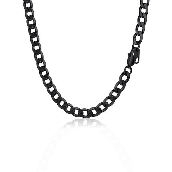 PROSTEEL Chain Necklace for Men 6mm Stainless Steel Black Cuban 24 Inch Birthday Father Day Jewelry Gifts for Husband Dad Adults