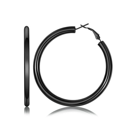 PROSTEEL Chunky Earrings for Women Black Large Hoop Earrings 80mm Stainless Steel Christmas Birthday Valentine Day Jewelry Gifts for Mom daughter Adults Age