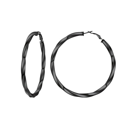 PROSTEEL Chunky Hoop Earrings for Women Black Twisted Earring 30mm Fashion Ear Jewelry Gift Anniversary