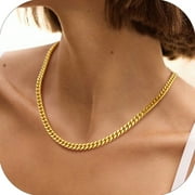 PROSTEEL Chunky Miami Cuban Link Curb Chain Necklace for Women Choker 14K Gold Plated Fashion Chain Jewelry Gifts 5mm 18 Inch Unisex Size