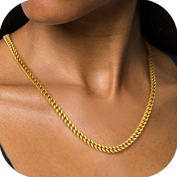 PROSTEEL Chunky Miami Cuban Link Curb Chain Necklace for Women Choker 14K Gold Plated Fashion Chain Jewelry Gifts 5mm 20 Inch Unisex Size