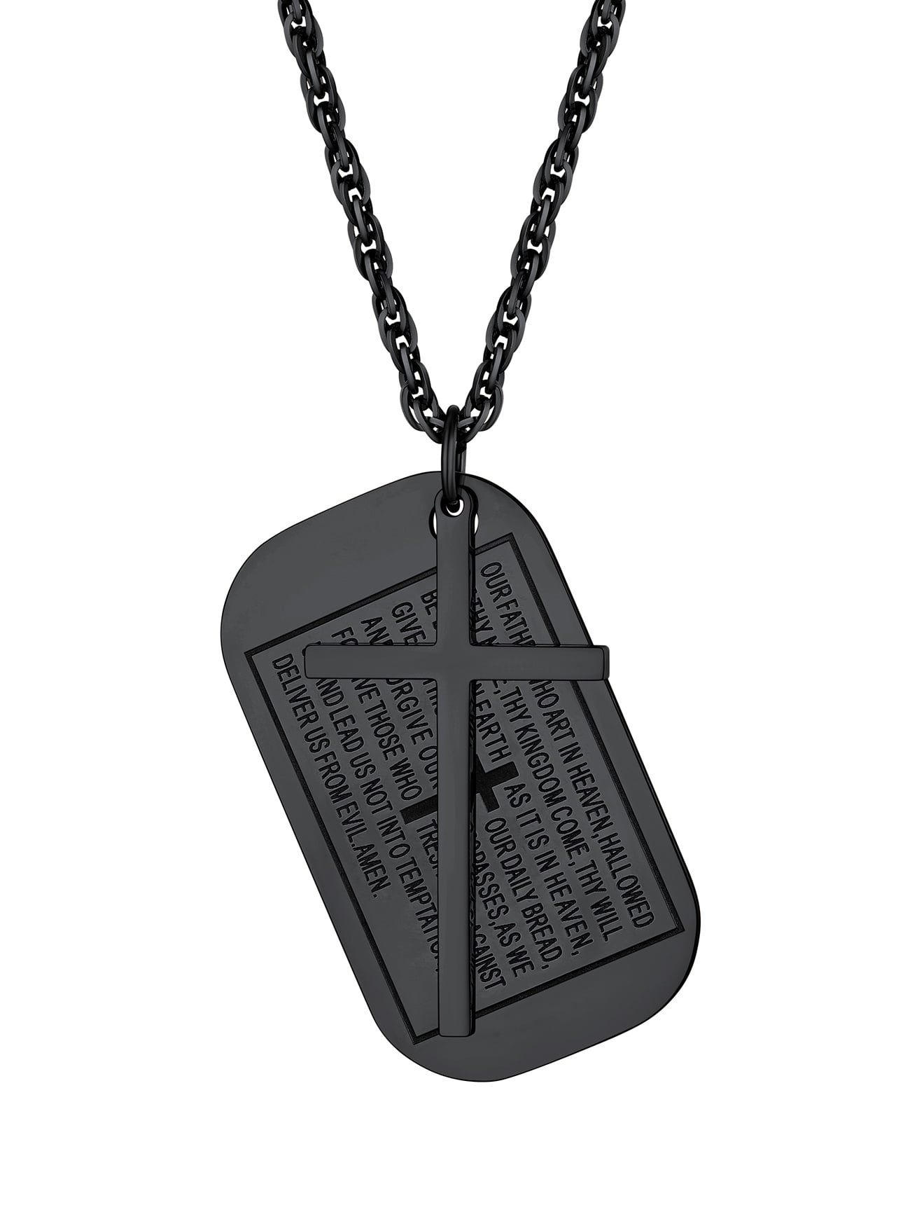 PROSTEEL Cross Christian Stainless Steel Chain Dog Tag Jewelry Necklaces Pendants Religious Gifts for Men, Men's, Size: One size, Silver