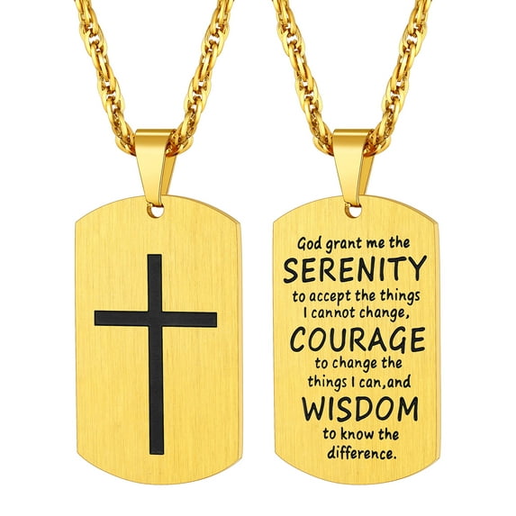 PROSTEEL Cross Necklace for Men Stainless Steel Dog Tag Bible Verse Gold Plated Pendant Chain Christmas Jewelry Gifts for Son