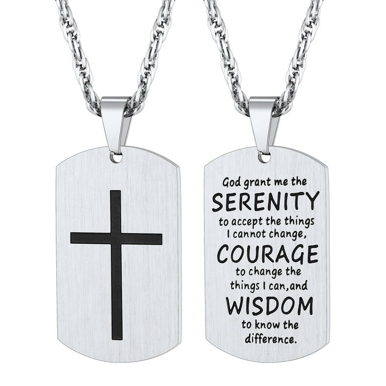 PROSTEEL Cross Necklace for Men, Bible Verse Stainless Steel Dog 