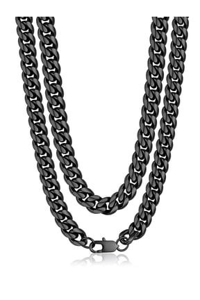 Cuban Chain for Men 10mm Chunky Stainless Steel Miami Black Necklace 20 Inch Birthday Valentines Father Day Jewelry Gifts for Husband Dad