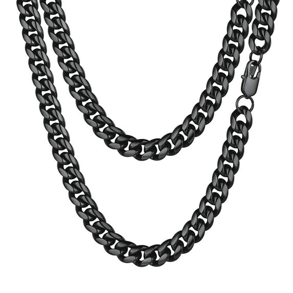 PROSTEEL Cuban Chain for Men 10mm Chunky Stainless Steel Miami Black Necklace 28 Inch Hip Hop Mens Gift for Birthday