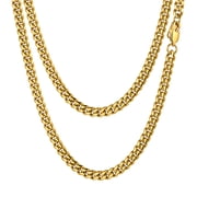 PROSTEEL Men Chain Stainless Steel 14K Gold Plated 6mm Miami Cuban Necklace 14 Inch Birthday Valentines Father Day Jewelry Gifts for Husband Dad