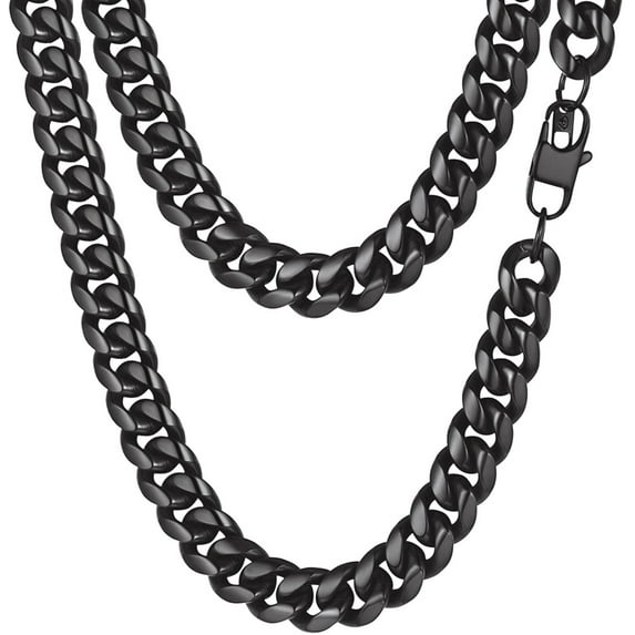 PROSTEEL Cuban Chain for Men 14mm Thick Stainless Steel Miami Black Necklace 18 Inch Hip Hop Mens Gift for Birthday