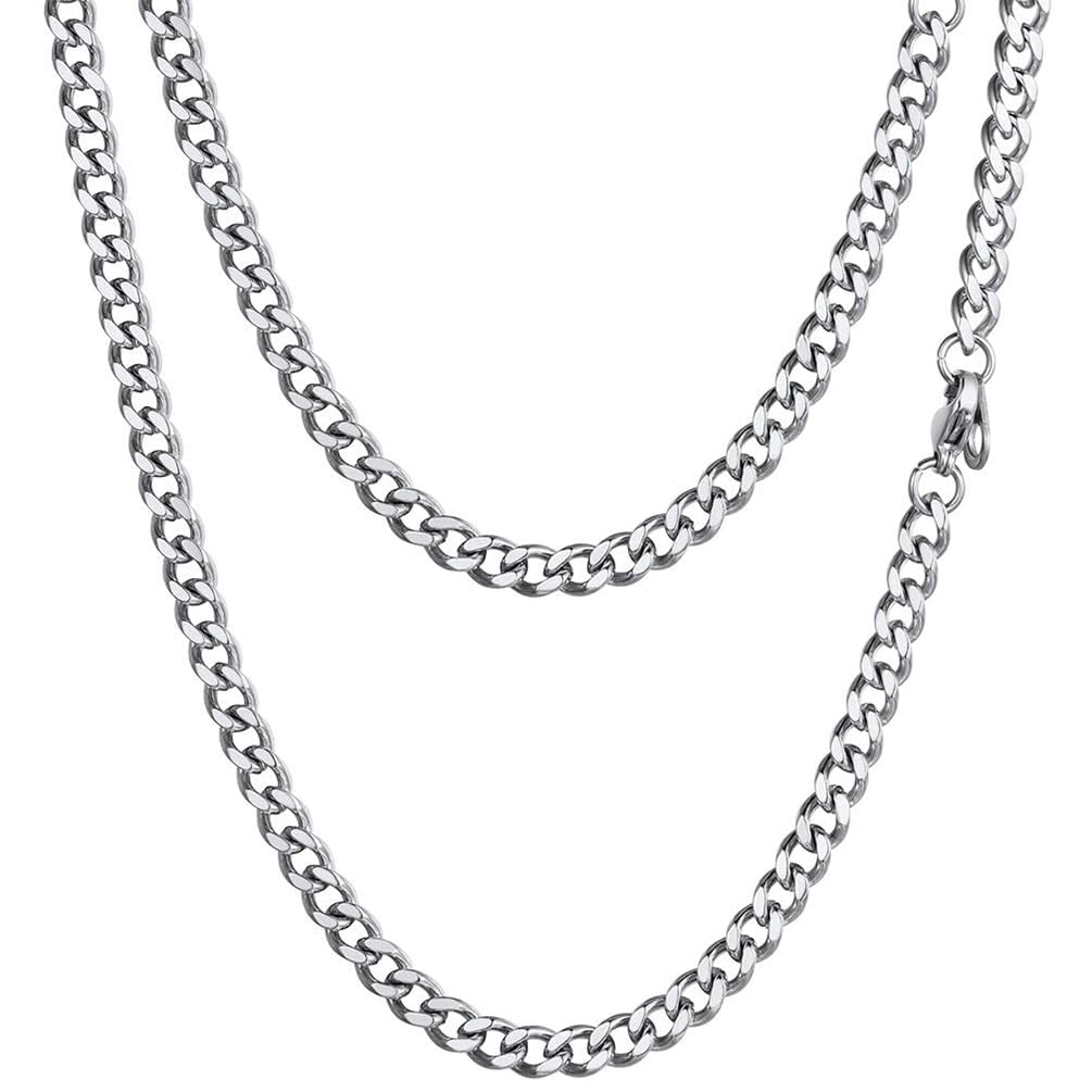 PROSTEEL Cuban Chain for Men 4.8mm Solid Stainless Steel Miami Necklace 22 Inch Hip Hop Mens Gift for Birthday