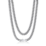 PROSTEEL Men Silver Cuban Chain 6mm Solid Stainless Steel Miami Necklace 30 Inch Birthday Valentines Father Day Jewelry Gifts for Husband Dad