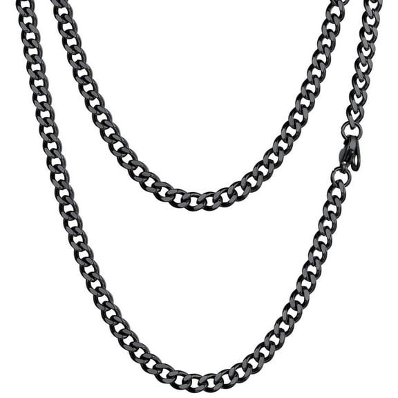 PROSTEEL Cuban Chain for Men Black Plated 4.8mm Miami Cuban Necklace 14 Inch Hip Hop Mens Gift for Birthday