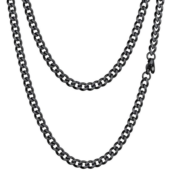 PROSTEEL Cuban Chain for Men Black Plated 4.8mm Miami Cuban Necklace 22 Inch Hip Hop Mens Gift for Birthday